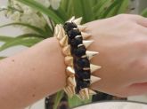 Conjunto Pulseiras Spikes + Pedra