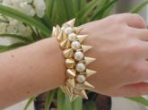 Conjunto Pulseiras Spikes + Pérola
